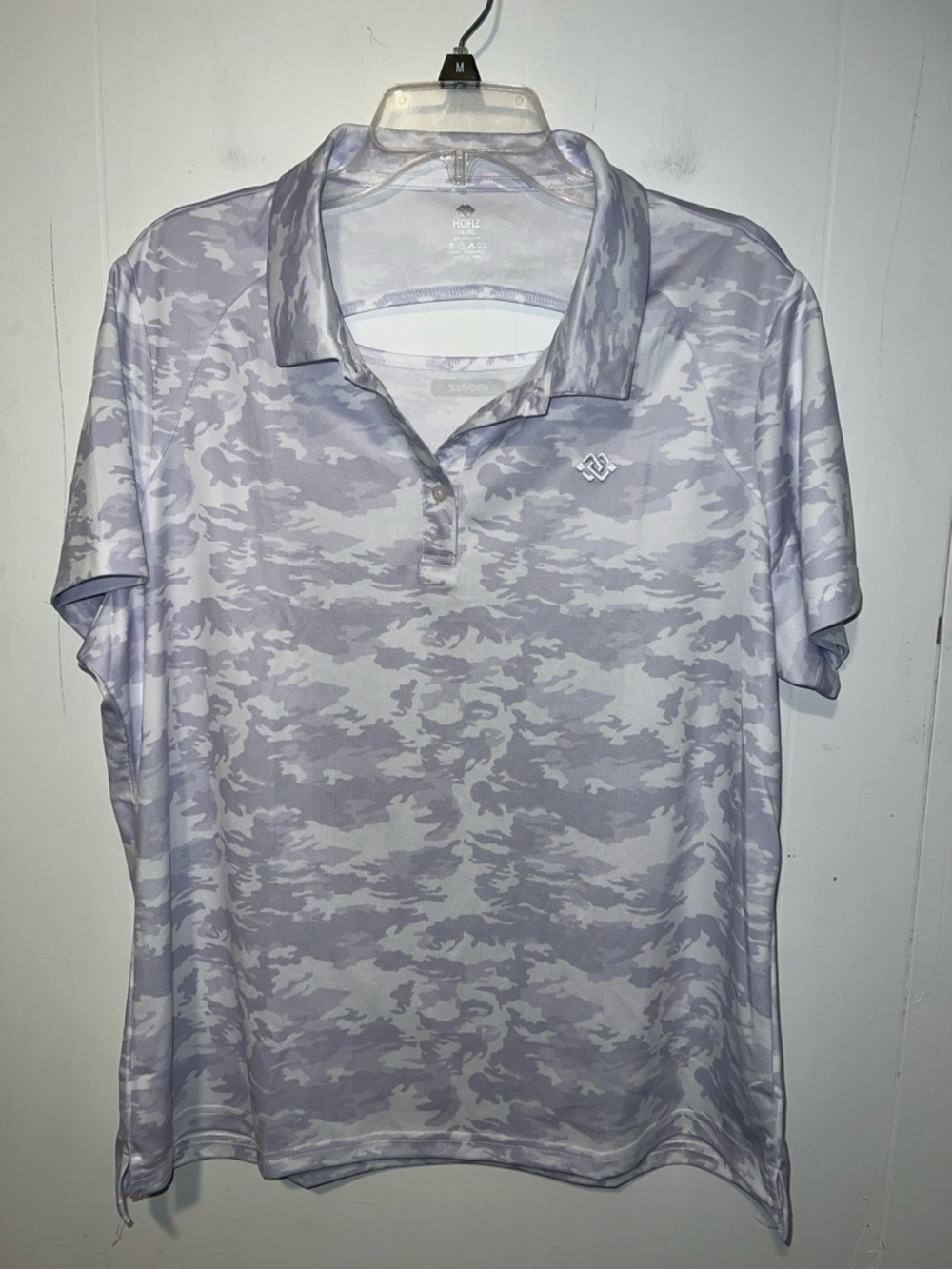 Mofiz Women’s Light Lavender Camo Short Sleeve Polo Top Size 2XL 0413263